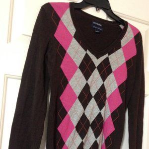 Tommy Hilfiger Argyle Sweater Brown & Pink